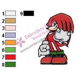 Knuckle The Echidna Embroidery Design 04